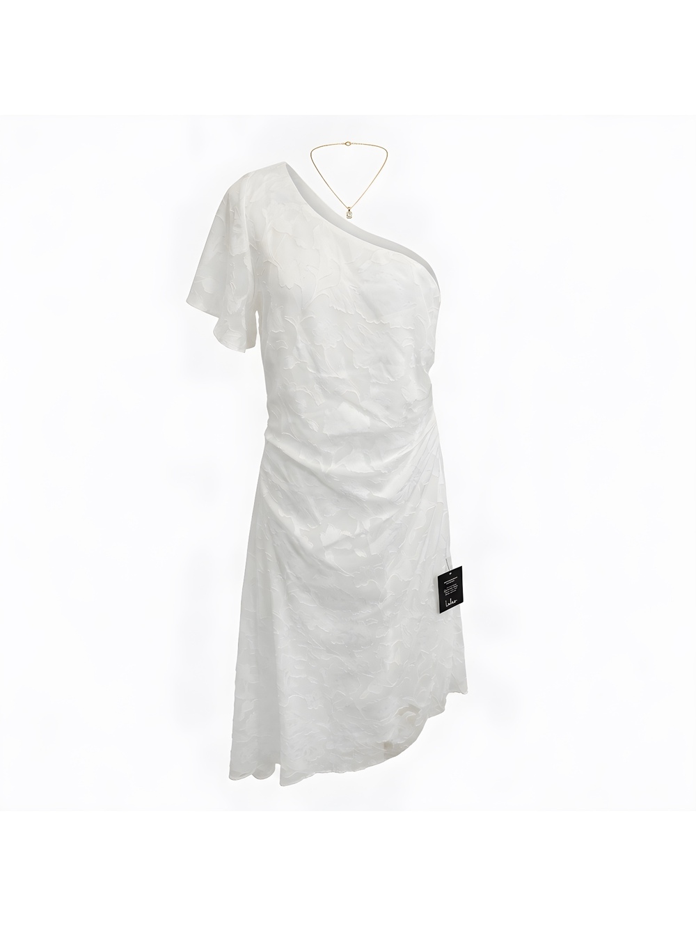 Lulus White One-Shoulder Floral Jacquard Dress